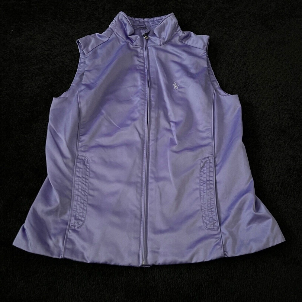 Ralph Lauren Vest Womens Small Golf Purple Full‎ Zip Mesh Lined Sleeveless Shell